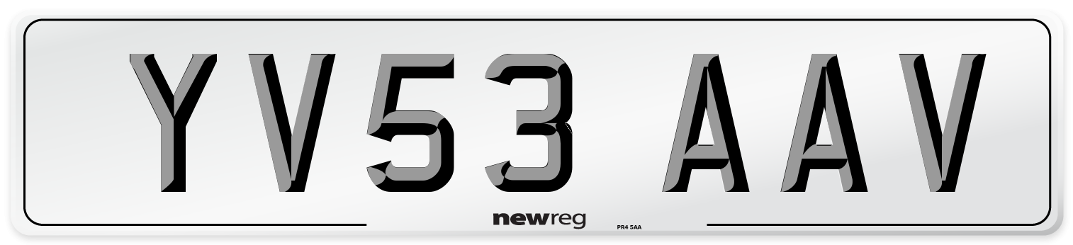 YV53 AAV Number Plate from New Reg